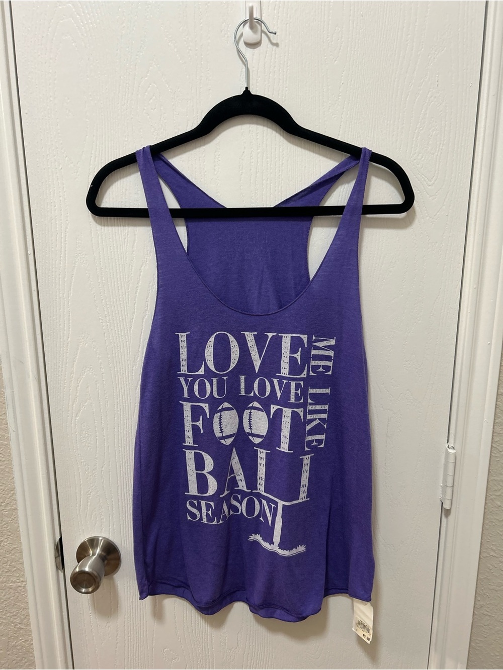 Judith March NWT Love Me Like You Love Football Season Tank Top Purple Sz Large